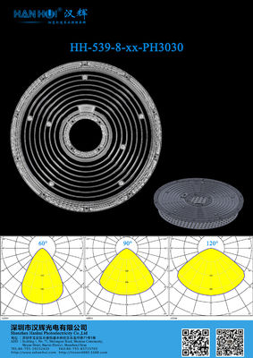 60°/90°/120° Available 2835 LEDs Lens Φ263.8mm WaterProof High Transmittance For High Bay Lighting